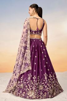 Picture of Gorgeous Burgundy Designer Indo-Western Lehenga Choli for Reception and Engagement