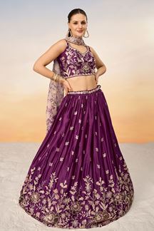 Picture of Gorgeous Burgundy Designer Indo-Western Lehenga Choli for Reception and Engagement