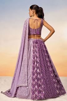 Picture of Heavenly Lavender and Violet Designer Indo-Western Lehenga Choli for Festival, Reception and Engagement