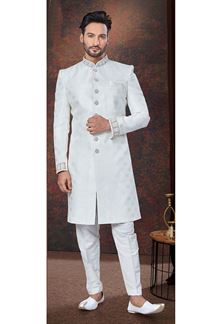 Picture of Royal Off-white Designer Indo-Western Sherwani for Reception, and Engagement