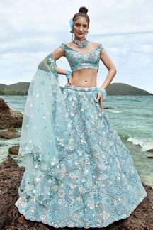 Picture of Glorious Sky Blue Designer Lehenga Choli for Engagement and Reception