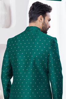 Picture of Impressive Green Designer Indo-Western Sherwani for Mehendi and Party