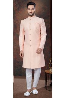 Picture of Majestic Peach Designer Indo-Western Sherwani for Engagement and Reception