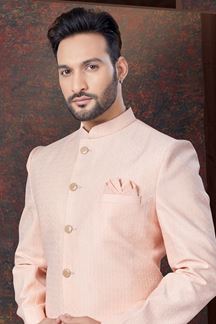 Picture of Majestic Peach Designer Indo-Western Sherwani for Engagement and Reception