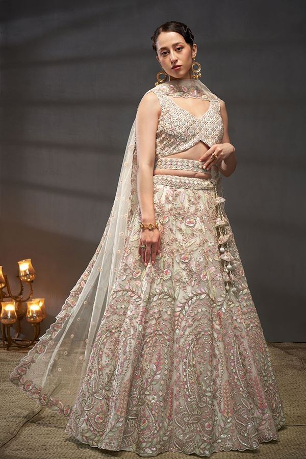 Picture of Breathtaking Cream Colored Designer Lehenga Choli