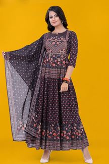Picture of FlawlessWineArt Silk Designer Anarkali Suit for a Party, and Festival