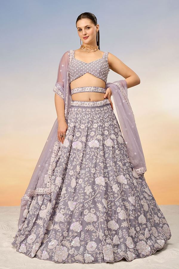 Picture of Stunning Mauve Designer Indo-Western Lehenga Choli for Sangeet and Reception