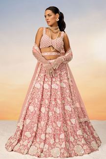 Picture of Mesmerizing Rose Gold Designer Indo-Western Lehenga Choli for Engagement and Reception