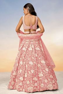 Picture of Mesmerizing Rose Gold Designer Indo-Western Lehenga Choli for Engagement and Reception