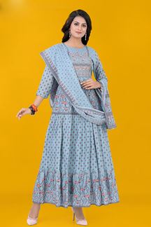Picture of ClassyBlue Art Silk Designer Anarkali Suit for a Party, and Festival