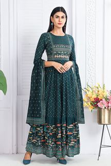 Picture of AwesomeTeal Art Silk Designer Anarkali Suit for a Party, and Festival