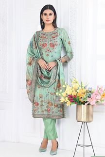 Picture of Flamboyant Art Silk Designer Straight Cut Suit for Mehendi and Festival