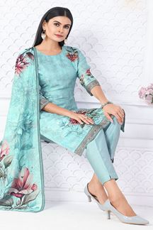 Picture of Striking Art Silk Designer Straight Cut Suit for Party and Festival