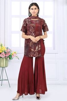 Picture of MesmerizingMaroon Designer Gharara Suit for Party