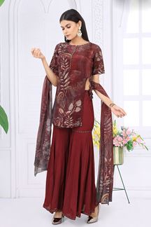 Picture of MesmerizingMaroon Designer Gharara Suit for Party