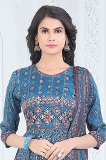 Picture of DazzlingBlue Designer Palazzo Suit for Party and Festival