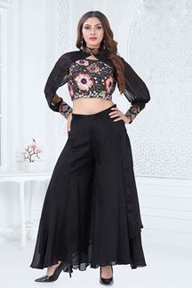 Picture of OutstandingBlack Designer Palazzo Suit for Party