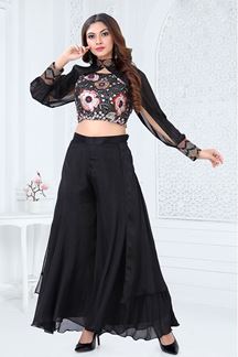 Picture of OutstandingBlack Designer Palazzo Suit for Party