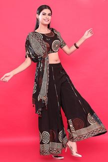 Picture of CharismaticBlack Designer Palazzo Suit for Party