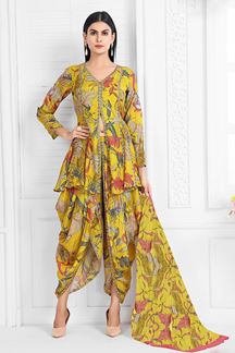 Picture of Glamorous Mustard Designer Patiala Style Suit for Haldi, and Festival
