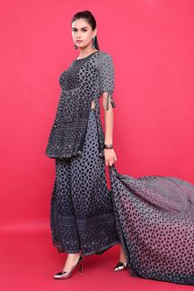 Picture of BreathtakingBlack and Grey Designer Palazzo Suit for Party