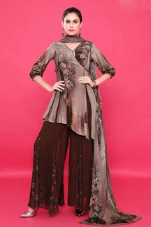 Picture of LovelyBrown Designer Palazzo Suit for Party