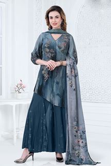 Picture of ArtisticTeal Designer Palazzo Suit for Party