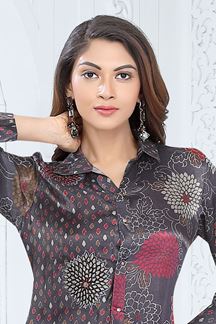 Picture of Irresistible Grey and Black Designer Patiala Style Suit for Party