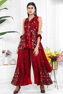 Picture of StunningRed Designer Palazzo Suit for Festival and Party