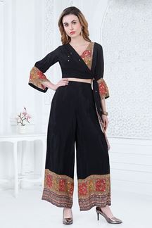 Picture of HeavenlyBlack Designer Palazzo Suit forParty