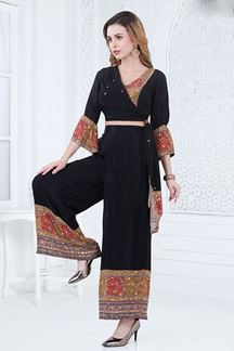 Picture of HeavenlyBlack Designer Palazzo Suit forParty