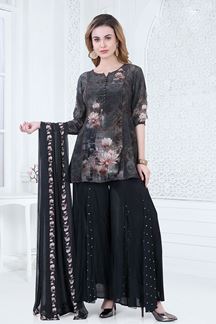Picture of AstoundingBlack Designer Palazzo Suit for Party