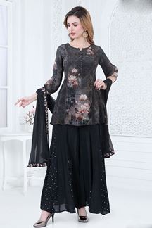 Picture of AstoundingBlack Designer Palazzo Suit for Party