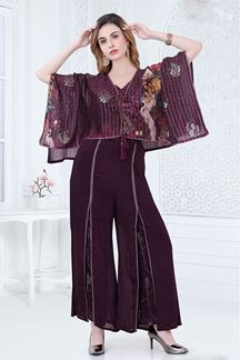 Picture of GloriousWine Designer Palazzo Suit for Party