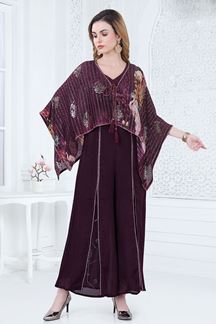 Picture of GloriousWine Designer Palazzo Suit for Party