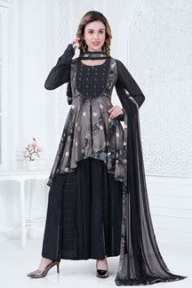 Picture of GorgeousBlack Designer Palazzo Suit for Party