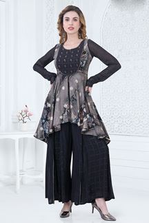 Picture of GorgeousBlack Designer Palazzo Suit for Party