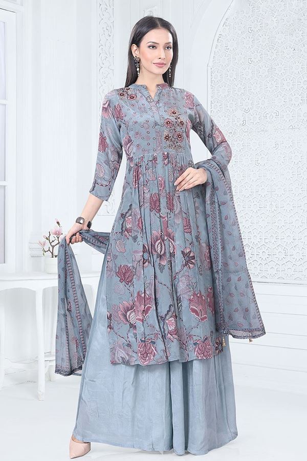 Picture of AlluringBlue Designer Palazzo Suit for Festival and Party