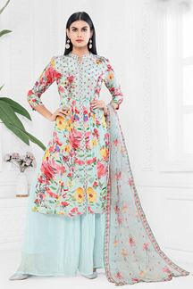 Picture of MarvelousSky Blue Designer Palazzo Suit for Festival and Party