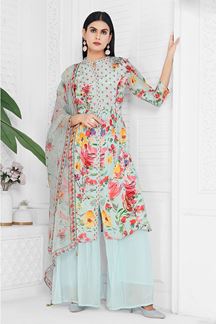 Picture of MarvelousSky Blue Designer Palazzo Suit for Festival and Party