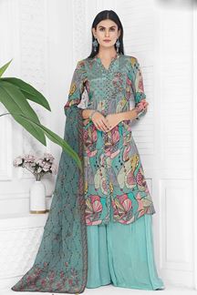 Picture of Exuberant Sky Blue Designer Palazzo Suit for Festival and Party