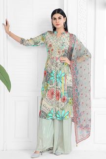 Picture of GlamorousSea Green Designer Palazzo Suit for Festival and Party