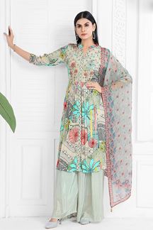 Picture of GlamorousSea Green Designer Palazzo Suit for Festival and Party