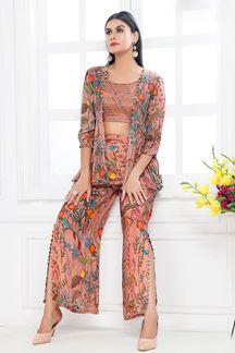 Picture of EnticingPeach Designer Palazzo Suit for Party