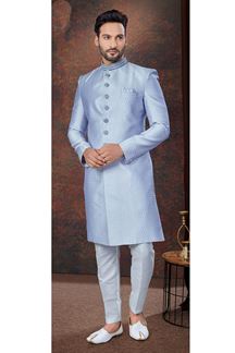 Picture of Magnificent Light Lavender Designer Indo-Western Sherwani for Engagement and Reception