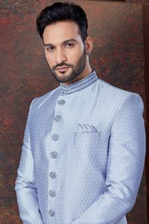 Picture of Magnificent Light Lavender Designer Indo-Western Sherwani for Engagement and Reception