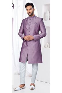 Picture of Marvelous Lavender Designer Indo-Western Sherwani for Engagement and Reception
