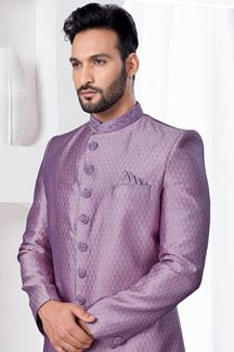 Picture of Marvelous Lavender Designer Indo-Western Sherwani for Engagement and Reception