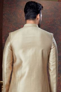 Picture of Elegant Light Antique Designer Indo-Western Sherwani for Engagement, Reception, Festival