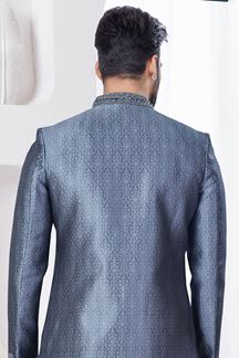 Picture of Dashing Grey Designer Indo-Western Sherwani for Wedding and Reception